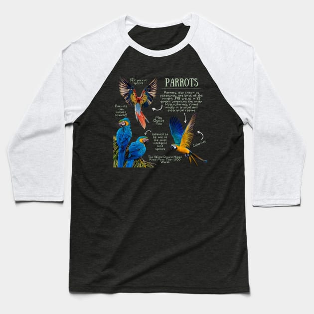 Animal Facts - Parrot Baseball T-Shirt by Animal Facts and Trivias